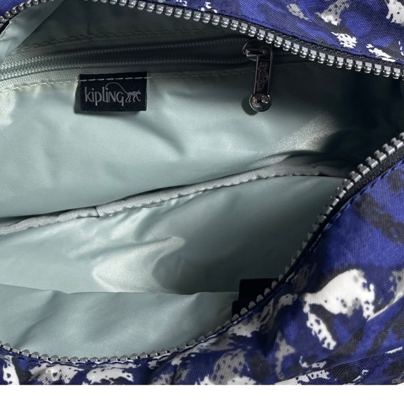 Kipling Blue Camo Toiletry Bag Cosmetic Case Travel with Monkey Keyring - Picture 5 of 8